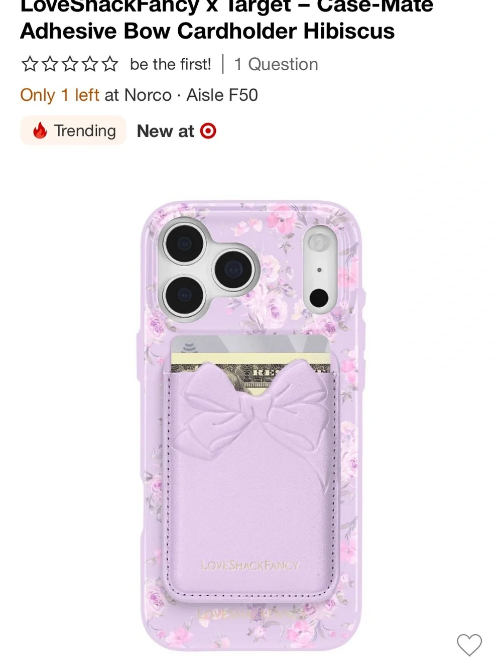 LoveShackFancy Lilac Bow Adhesive Phone Wallet Case